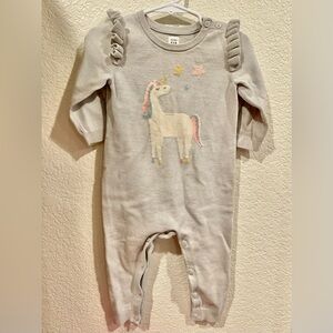 GAP Light Gray Unicorn Toddler Onsie